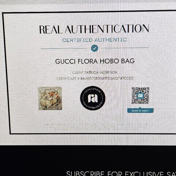 Gucci "Flora" vintage hobo bag canvas, gold shield tag, authenticity certificate - Picture 12 of 12